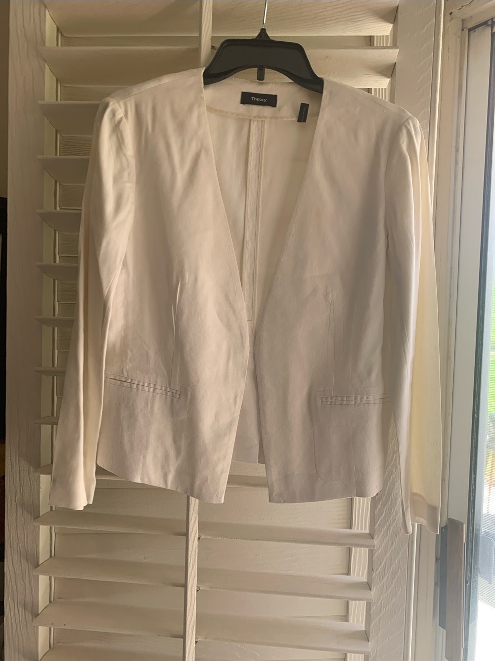 Theory ivory Open-Front Women's Blazer unlined